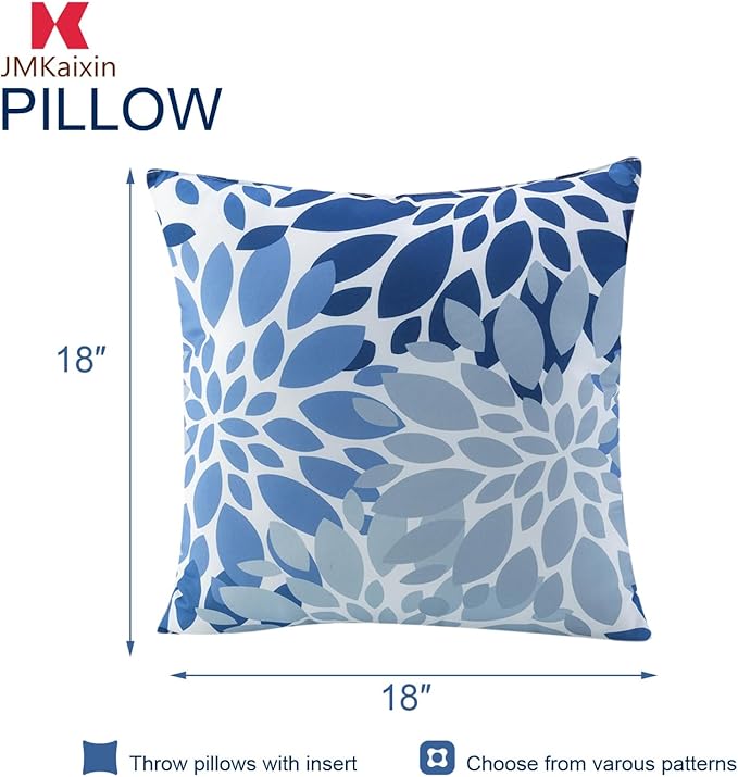 Set of 2 Waterproof Outdoor Throw Pillows with Inserts – 18x18 Inch Square Pillows for Patio Furniture, Garden Chairs, Couch, or Bench – Indoor/Outdoor Decorative Use