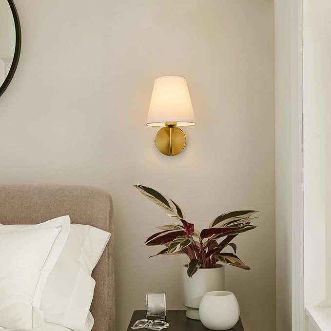 Modern Gold Hardwired Wall Sconces Lighting Fixture, E26 Industrial Vintage Gold Wall Light Set of 2 Pack Wall Lamp Bathroom Decor for Bedroom Living Room, Brass Finish Sconces