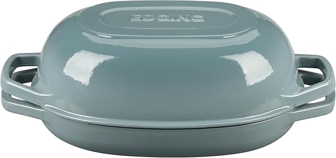 Enameled Cast Iron Dutch Oven Pot with Lid, Oval Dutch Oven for Bread Baking, Bread Oven for Homemade Sourdough Bread Baking, 7qt, Seasalt