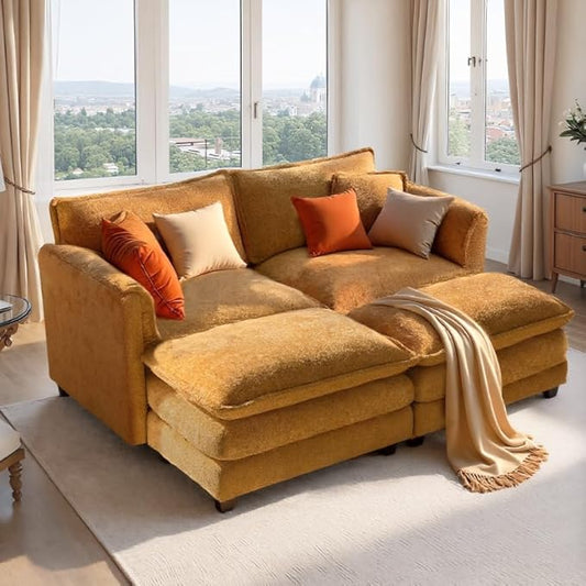 SweetGO corporation 42'' Plush Single Sofa Accent Chair with Ottoman for Living Room/Bedroom, Modern Couch for Cozy Lounge Chair for Reading