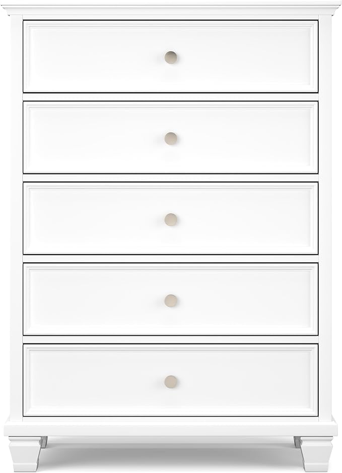 Signature Design by Ashley Fortman Casual 5 Drawer Chest for Bedroom, White