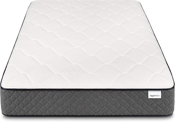 Amazon Basics Memory Foam Mattress, King Size Mattress, Hybrid, 12 Inch, Medium Feel, Motion Isolation Springs, White/Gray