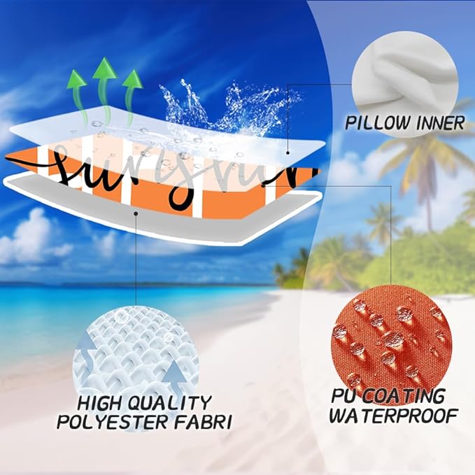 DFXSZ Outdoor Pillow Covers 18x18 Inch Set of 2 Hello Sunshine Decor Orange Waterproof Throw Pillow Covers Fall Outdoor Waterproof Pillow Covers Decor for Patio Funiture Garden Sofa Couch 020C18