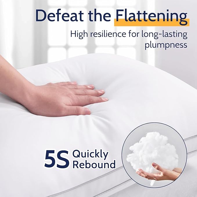 Pillows King Size Set of 4, Bed Pillows for Sleeping 4 Pack, Luxury Hotel Quality, Supportive King Pillows with Soft Down Alternative for Back Stomach Side Sleepers, Machine Washable