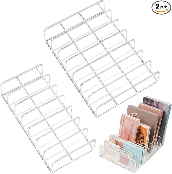 2 Pack Makeup Palette Organizer Eyeshadow Palette Organizer Acrylic Makeup Organizer 7 Sections Eyeshadow Palettes Holder for Bathroom Countertop Vanity