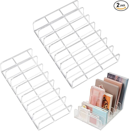 2 Pack Makeup Palette Organizer Eyeshadow Palette Organizer Acrylic Makeup Organizer 7 Sections Eyeshadow Palettes Holder for Bathroom Countertop Vanity