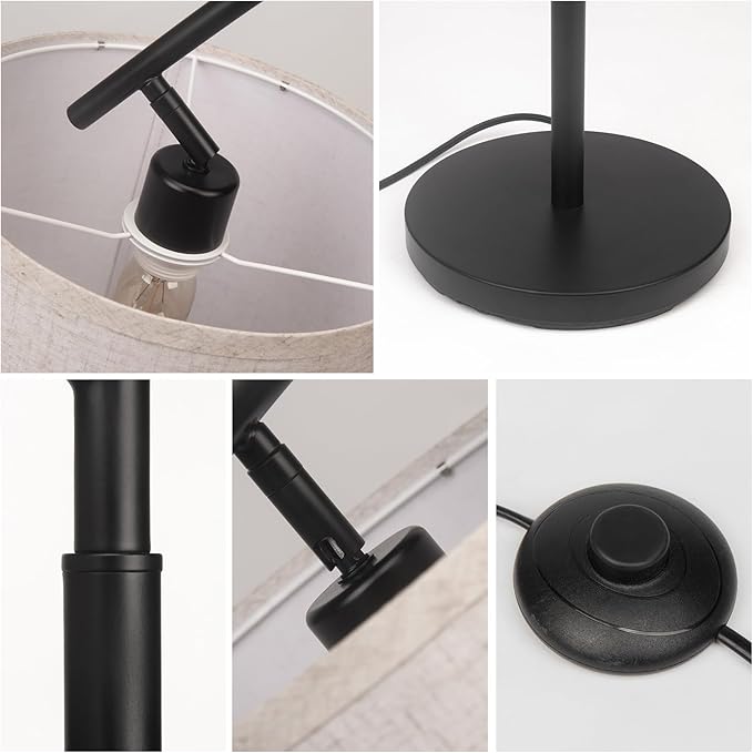 Arc Floor Lamp,Modern Floor Lamp,62'' Standing Lamp with Foot Switch,Tall Floor Lamps for Living Room,Bedroom,Office,360° Adjustable Light Shade,(Black)