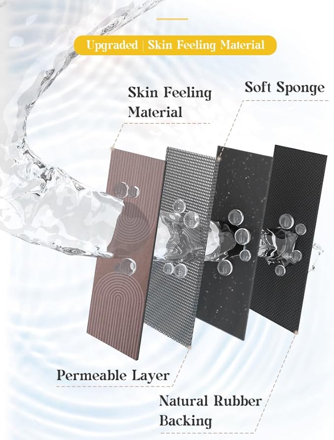 MontVoo -Bath Mat-Non Slip Thin Bathroom Rugs Fit Under Door- Quick Dry Absorbent Faux Suede Surface Grey Bathroom Floor Mats-Shower Rug for in Front of Bathtub Shower Brown Arched 17x59