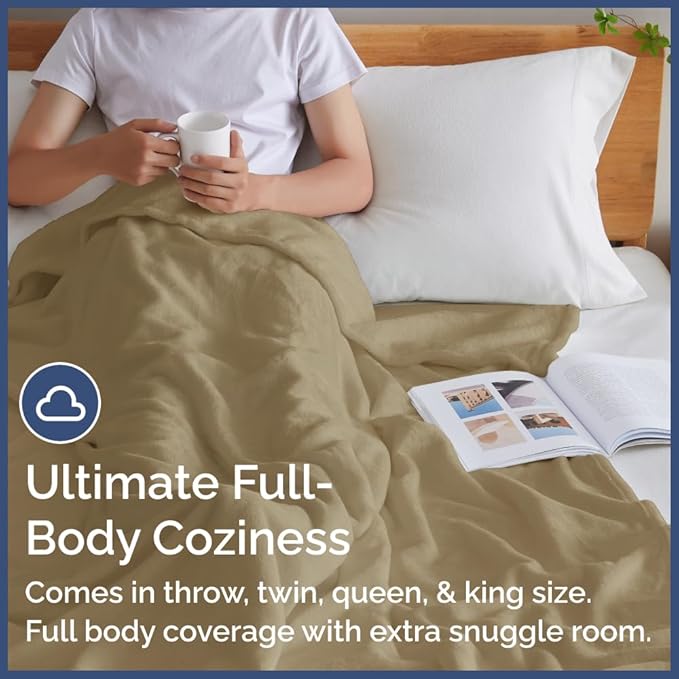 Ultra Soft Fleece Blanket Twin Size - Flannel Fleece Luxury Twin Blanket - Lightweight for Couch Bed Chair - Thick, Warm and Breathable - All Season Cozy Fuzzy, Anti-Static Microplush Bedding, Camel