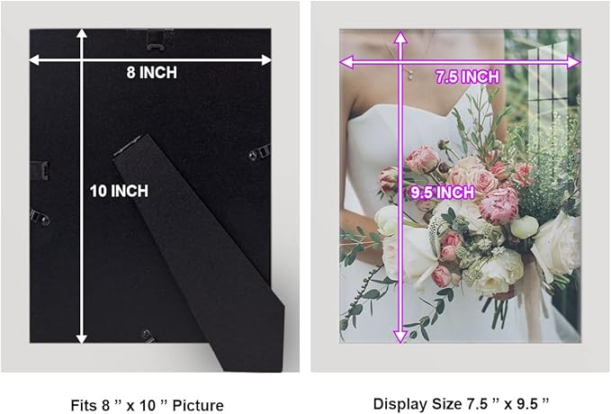 Renditions Gallery 8x10 inch Picture Frame High-end Modern Style, Made of Solid Wood and High Definition Glass Ready for Wall and Tabletop Photo Display, White Frame (Pack of 3)
