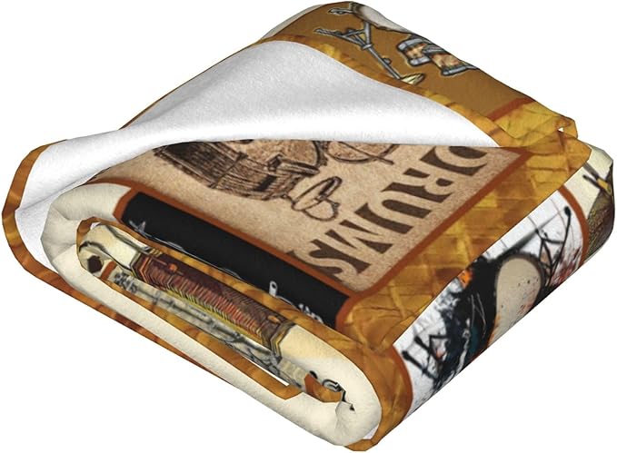Drum Set Blanket Rock Music Throw Blanket Soft Fleece Flannel Bedding Musical Instrument Gifts for Men Drummer Boys Women Girls Lovers Adults Stuff Plush for Couch Sofa Bed Room Decor 50"X60"