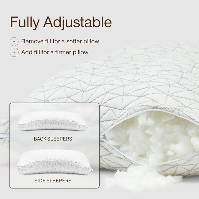 Coop Home Goods Original Crescent Adjustable Pillow, King Bed Pillows for Shoulder, Neck & Head Support, Crescent Foam Pillows - Medium Firm for Back & Side Sleeper, CertiPUR-US/GREENGUARD Gold