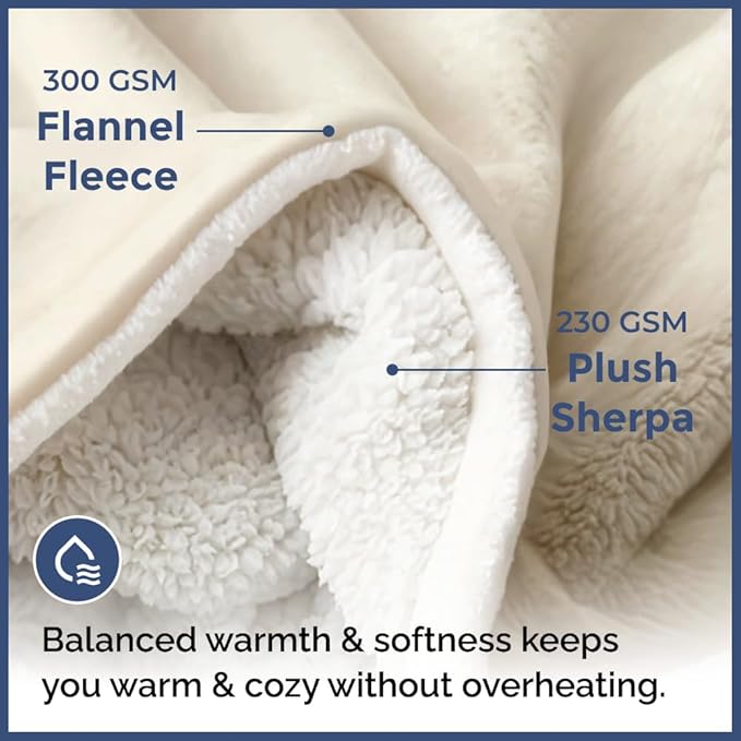 Sherpa Fleece Blanket Twin Size - Reversible Sherpa Fleece Twin Blanket - Super Soft Double Sided for Bed, Sofa, Couch - Thick, Warm, Fuzzy and Plush - Luxurious Bedding for Winter - Ivory, 60" x 80"