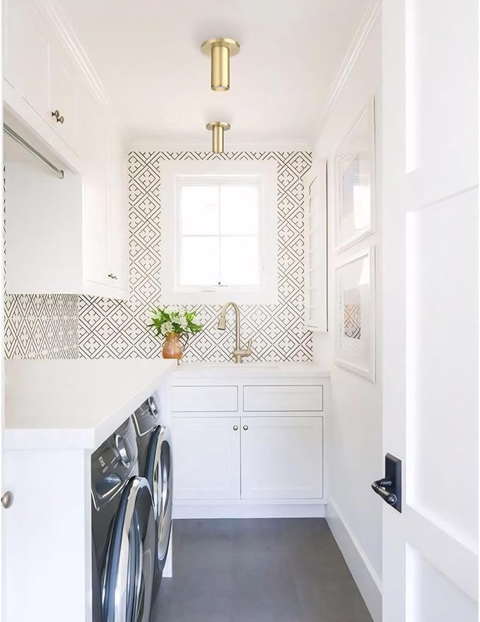 Brass Cylinder Ceiling Light Fixture, Flush Mount LED Dimmable Spot Light, Living Room Hallway Kitchen Dining Room Foyer