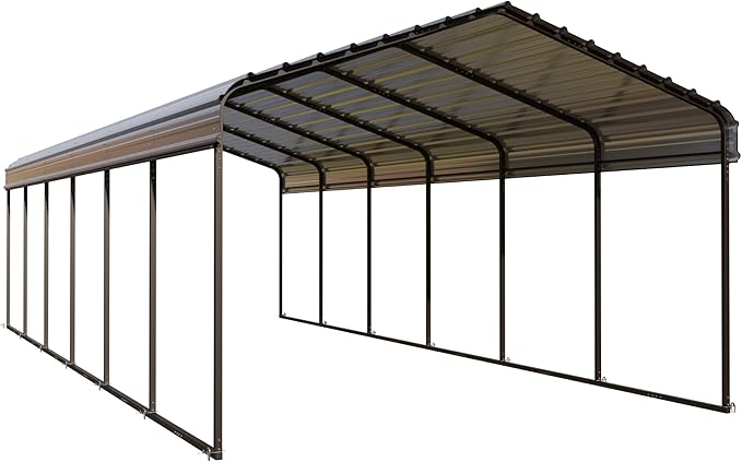GREEN PARTY 12 x 30 ft Metal Carport Kits with Galvanized Steel Roof, Heavy Duty 2 Car Metal Carport Canopy, Outdoor Car Tent Metal Garage Shelter for Car, SUV, Truck and Boats, Grey