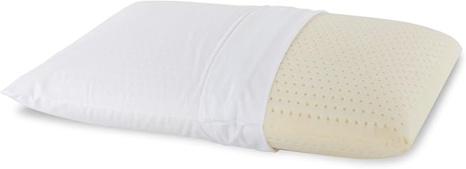 I AM Natural Talalay Latex Medium Support Bed Pillow for Sleeping, Removable and Breathable 100% Cotton Cover, Queen, White