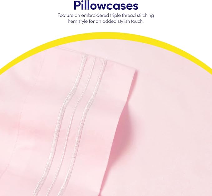 1500 Supreme Collection King Sheet Sets Pale Pink - Luxury Hotel Bed Sheets and Pillowcase Set for King Mattress - Extra Soft, Elastic Corner Straps, Deep Pocket Sheets, King Pale Pink