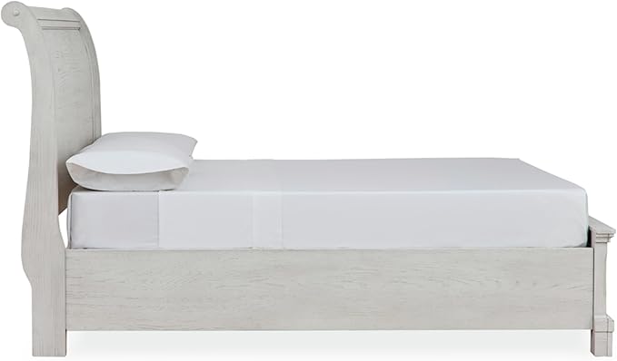 Signature Design by Ashley Robbinsdale Casual Full Sleigh Storage Platform Bed with 2 Drawers, Foundation or Box Spring Not Needed, White