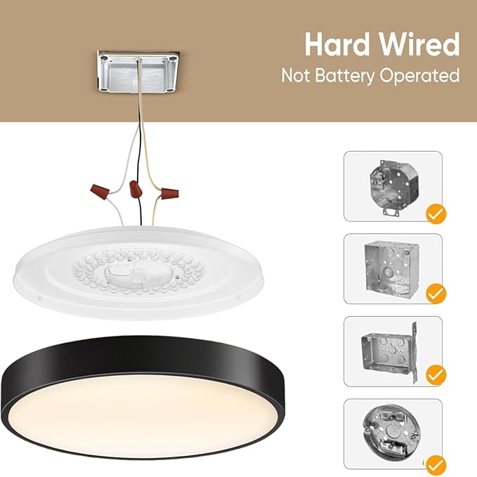 18 Inch Flush Mount Ceiling Light with Remote Control & Night Light, 5CCT Dimmable Ceiling Light Fixture, 43W 4300LM 2700K-6500K Adjustable LED Ceiling Lights for Bedroom Kitchen, Black