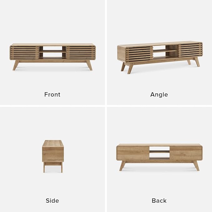 mopio Ensley TV Stand, Mid Century Modern for 55/60/65 inch TV, Farmhouse TV Stand, Entertainment Center with Storage, TV and Media Console for Living Room (Oak, 59")