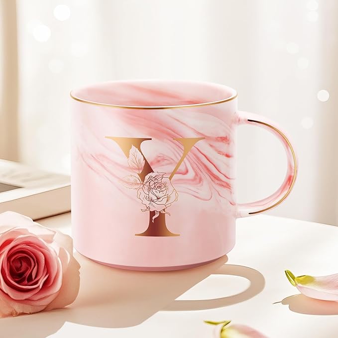 Personalized Gifts for Women Coffee Mug, Initial Customized Gift Monogrammed A-Z Coffee Mug 12 OZ, Christmas Anniversary Birthday Gifts for Women Mom Grandma Friend Sister Wife (Y)
