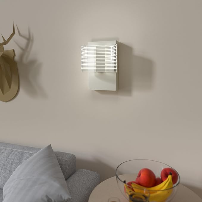 URSOLA Wall Sconce LED Wall Lamp with Oval Linear Sleek Lampshade 110 Volt Hardwired Wall Light 4000K Sconces Wall Lighting (White)