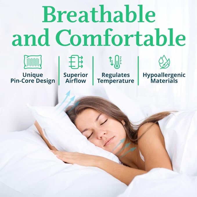 OrganicTextiles Talalay Latex Pillow with Organic Cotton Cover (Standard Size, Firm), GOTS Certified, Bed Pillow for Sleeping, Neck Pain Relief Help, Head Support, for Side Back Stomach Sleeper