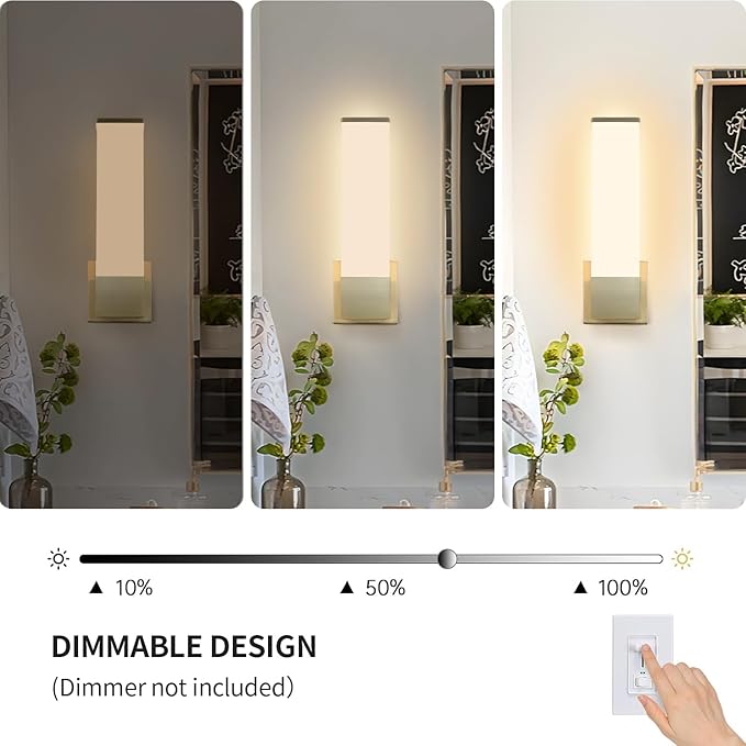 Kalium 14in Modern Wall Sconces, Dimmable Bathroom Vanity Lights, 3000K Warm White LED Indoor Sconces Lighting for Bathroom, Stairs, Living Room, Bedroom. Hardwired.