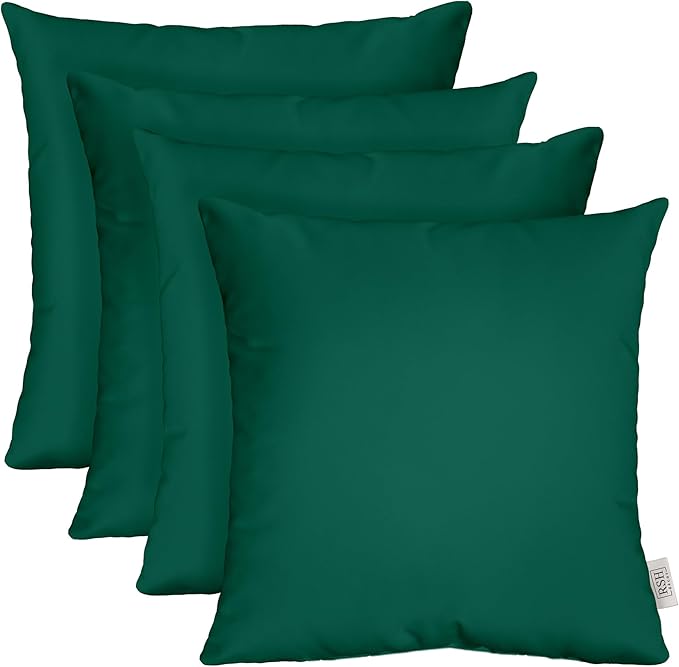 RSH DECOR: Sunbrella Square Throw Pillows Set of 4 | 24" x 24" | Water and Fade-Resistant Performance Fabric | Outdoor Pillow Covers with Down-Alternative Inserts | Canvas Forest Green