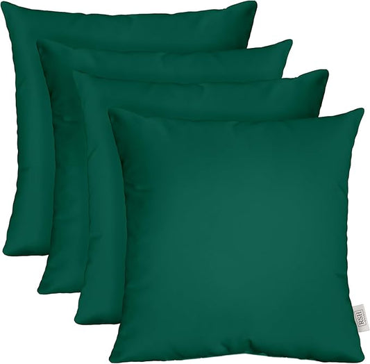 RSH DECOR: Sunbrella Square Throw Pillows Set of 4 | 24" x 24" | Water and Fade-Resistant Performance Fabric | Outdoor Pillow Covers with Down-Alternative Inserts | Canvas Forest Green