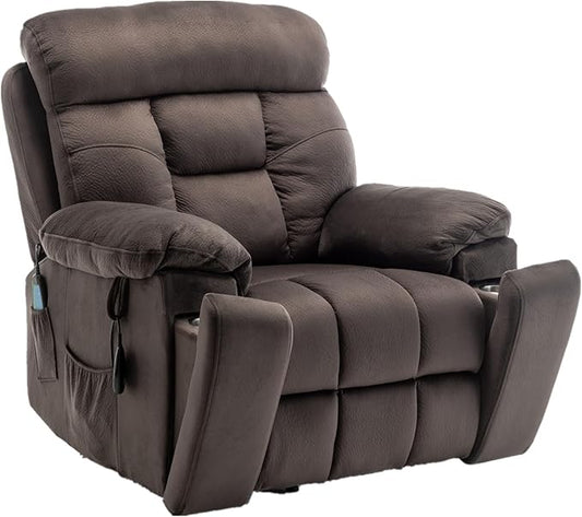 26in Extra Wide Recliner Chair for Big Man 400lbs, Oversized Power Lift Chair with Heat and Massage Hidden Cup Holder, Lift Recliner Chairs for Elderly (Dark Brown)