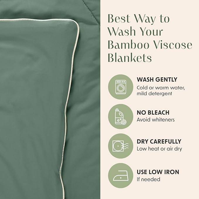 Springtree Home Luxury Viscose from Bamboo Blanket & Comforter | Viscose from Bamboo Twin Size Blanket- 60" x 90" | Cooling Blanket & Comforter | Breathable & Lightweight | Twin - Lily Pad Green