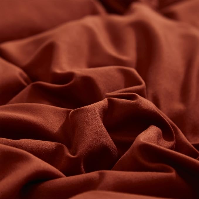 Luxlovery Burnt Orange Ruffle Comforter Set Twin Farmhouse Rust Orange Bedding Comforter Set Shabby Caramel Chic Blanket Quilts Ruffed Reddish Orange Bedding Set for Women Men Adults Kids