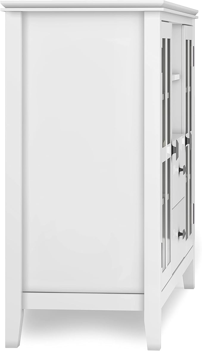 SIMPLIHOME Artisan SOLID WOOD 53 Inch Wide Contemporary TV Media Stand in White for TVs up to 60 Inches, For the Living Room and Entertainment Center