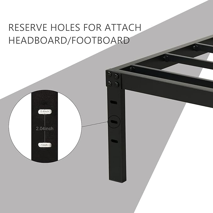 King Size Bed Frame with Steel Slats Support, Sturdy and Durable, No Box Spring Needed, 16 Inch High 3500lbs Heavy Duty Metal Platform Frames with Storage, Noise-Free, Black