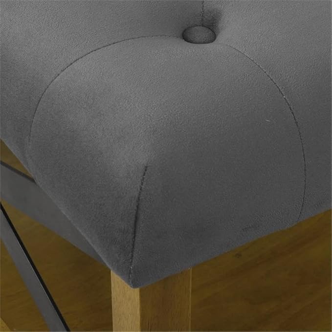 HomePop Tufted Ottoman with Wooden Storage - Gray