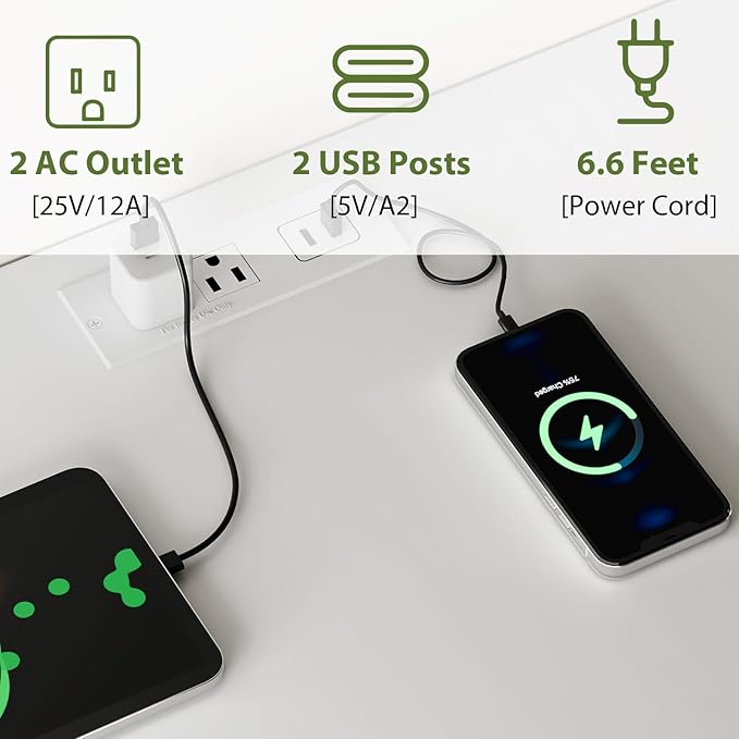 White Dresser for Bedroom, Fabric Chest of Drawers with Charging Station and LED Light, TV Stand Dresser with Shelves for 55" TV, 10 Drawers Dressers with PU Finish for Living Room, Closet