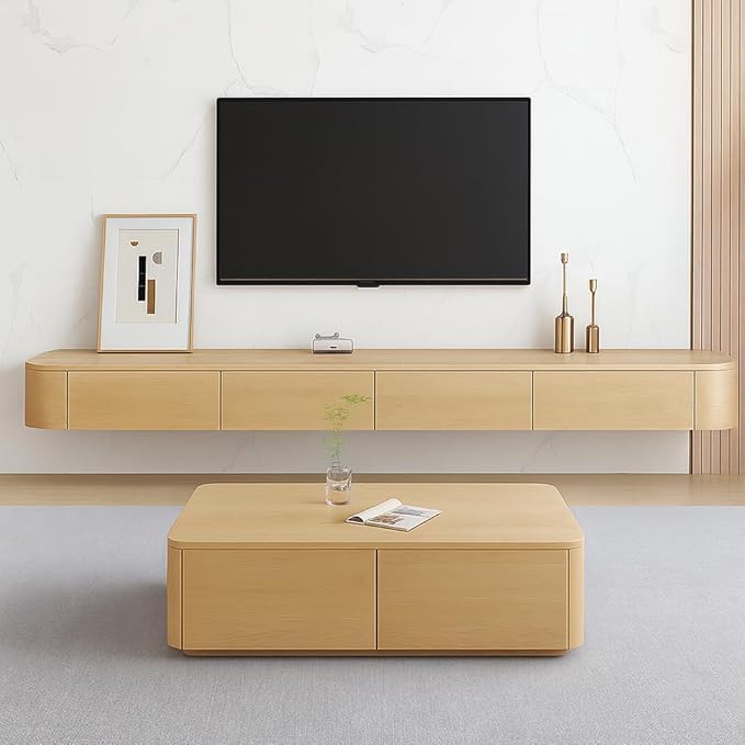 Floating TV Stand,47-118 Inch Wall Mounted TV Shelf,Modern Entertainment Center Media Console with Storage for Bedroom,Living Room (Wood, 78.7")