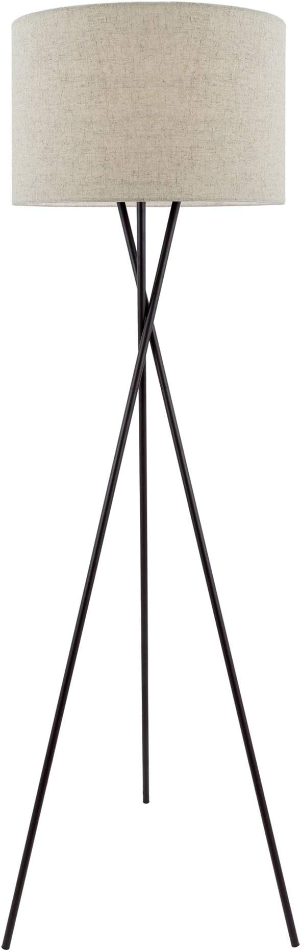 Kira Home Sadie 60" Modern Tripod LED Floor Lamp + 9W Bulb (Energy Efficient/Eco-Friendly), Honey Beige Drum Shade, Oil Rubbed Bronze Finish