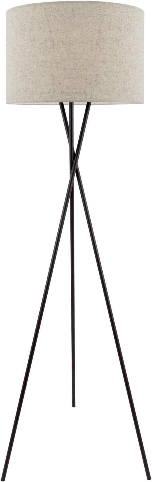 Kira Home Sadie 60" Modern Tripod LED Floor Lamp + 9W Bulb (Energy Efficient/Eco-Friendly), Honey Beige Drum Shade, Oil Rubbed Bronze Finish