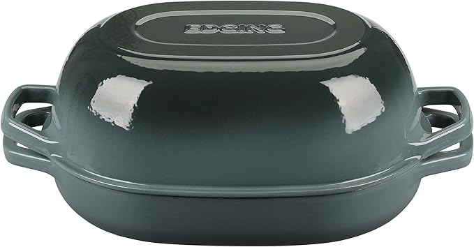 Enameled Cast Iron Dutch Oven Pot with Lid, Oval Dutch Oven for Bread Baking, Bread Oven for Homemade Sourdough Bread Baking, 7qt, Slateblue