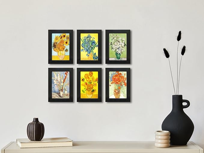 4x6 Picture Frame Set of 6 with Real Glass for Pictures 4x6 Without Mat, Wall Gallery or Tabletop display Photo Frames in Black