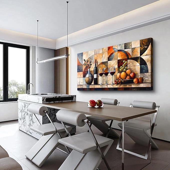 PHAOHUAXM Abstract Canvas Wall Art For Living Room Large Wall Decor For Bedroom Office Wall Decor Wine Glass Mural Restaurant Farmhouse Wall Painting Decor Artwork Pictures Home Decorations 20"X40"