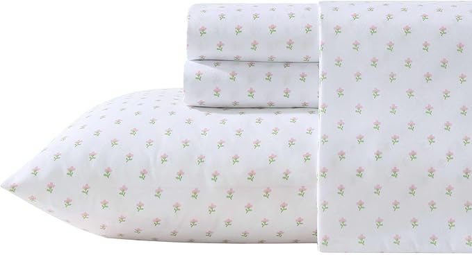 Laura Ashley - Kids Sheet Set, Ultra-Soft & Breathable Toddler Bedding with Matching Pillowcases, Wrinkle-Resistant, Ideal Girl Room Essentials (Wood Violet Green, Full)