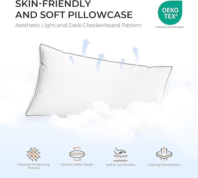 Sweetnight Standard Pillows Set of 2, Hotel Bed Pillows Fluffy Gusseted for Neck and Shoulder, Back Side Sleeper Pillows, 18"X24"