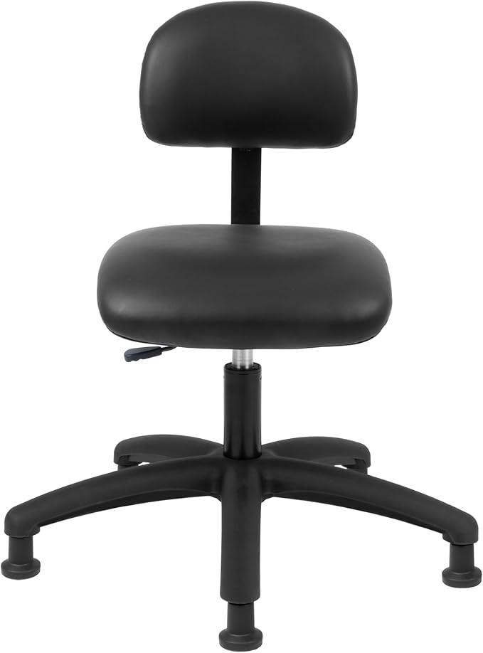 Chair Master FSS Series Square seat Low (17"-22") seat Height Chair. Vinyl-for Office, Garage, Desk, Shop, Computer, Doctor, Medical, Easy to Clean! NO Footring (Black, Low, Glides)