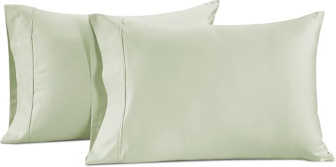 LANE LINEN Pillows Standard Size Set of 2 Soft 100% Egyptian Cotton Sateen 1000 Thread Count Cool & Smooth Pillowcases Queen - Mineral