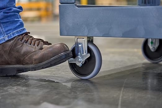 Rubbermaid Commercial Products BRUTE Heavy Duty 2-Shelf Utility/Service Cart, Medium, Lipped Shelves, Ergonomic Handle, 500 lbs. Capacity, Gray, for Warehouse/Garage/Cleaning/Maintenance/Stadiums