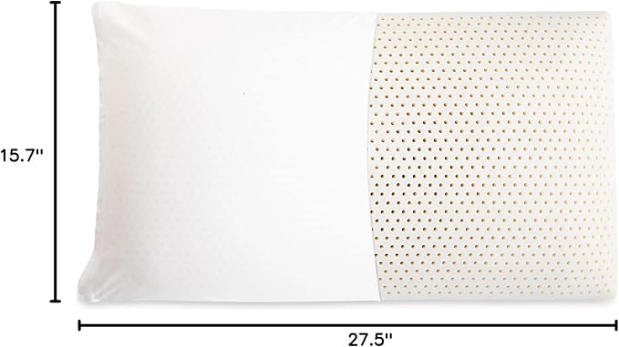 Artka Talalay 100% Natural Premium Latex Pillow (Standard Size), Helps Relieve Pressure, Bed Pillow for Sleeping, Neck Pain Relief Help, for Side Back Stomach Sleeper with Removable Cotton Cover