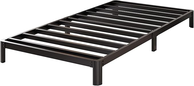 5 Inch Low Twin Bed Frames with Rounded Corner Legs, 1000 LBS Heavy Duty Metal Twin Platform Bed Frame with Steel Slats Support, No Box Spring Needed, Noise Free, Easy Assembly